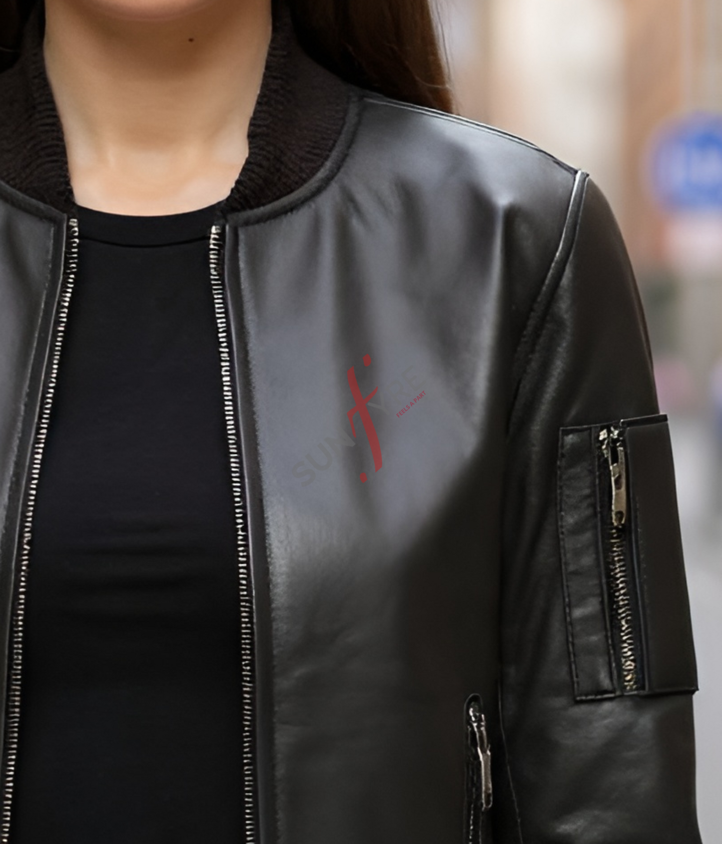 Bomber Leather Jacket For Women in Real Sheepskin