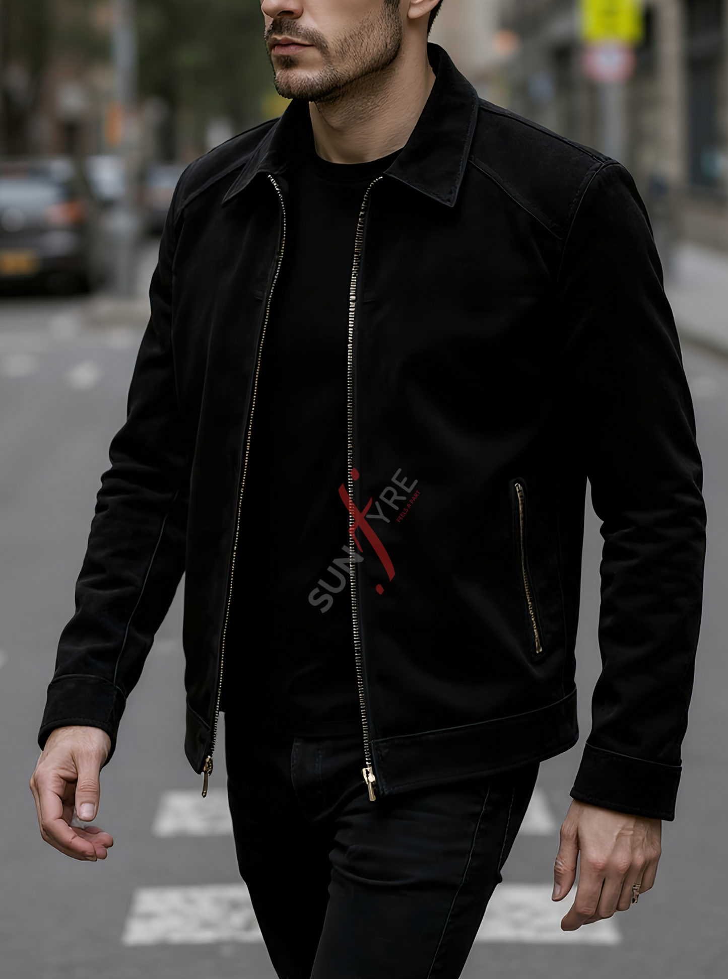 Conor Nubuk Black Leather Jacket For Men (SF531)