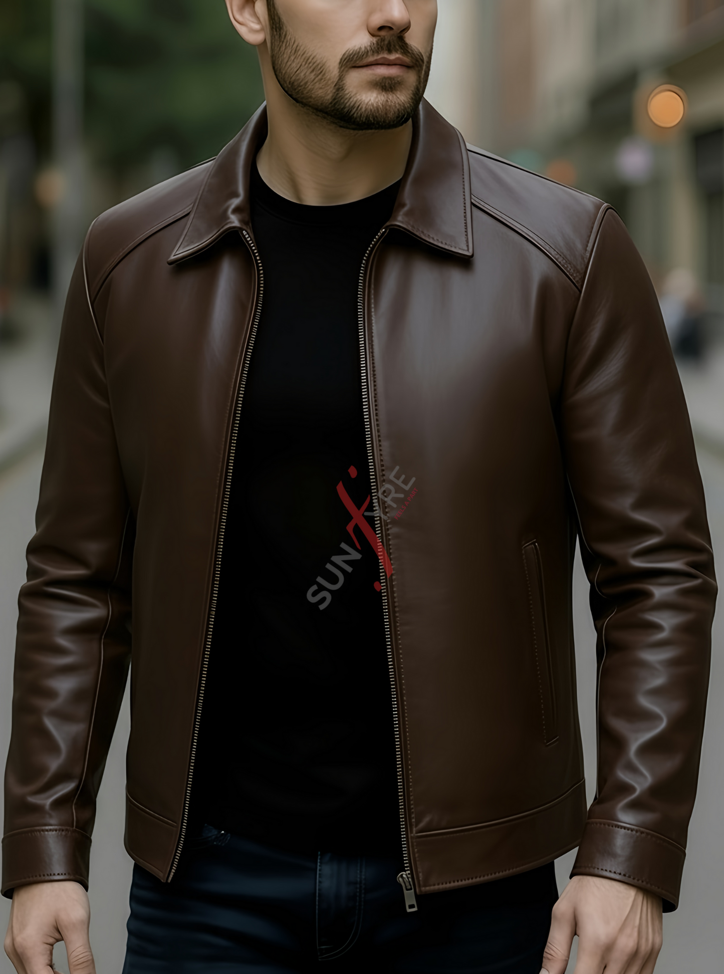 Conor Dark Brown Leather Jacket For Men (SF586)