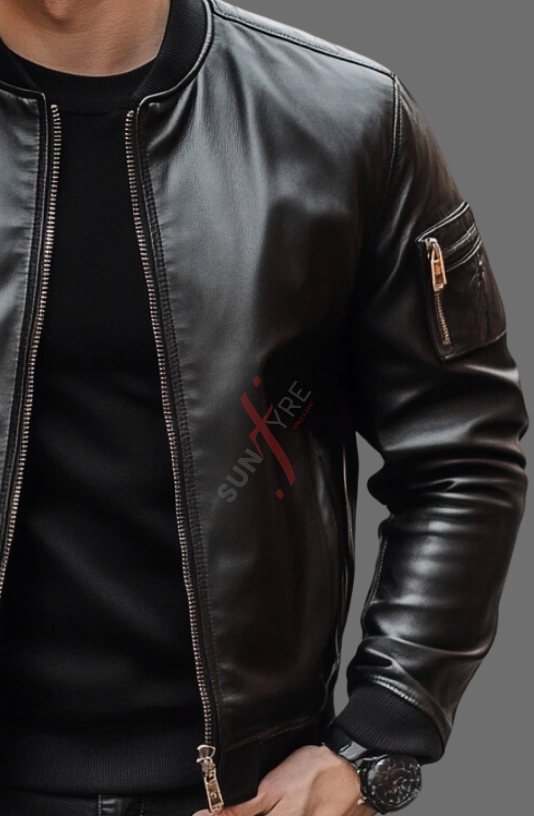 Black Bomber Leather Jacket