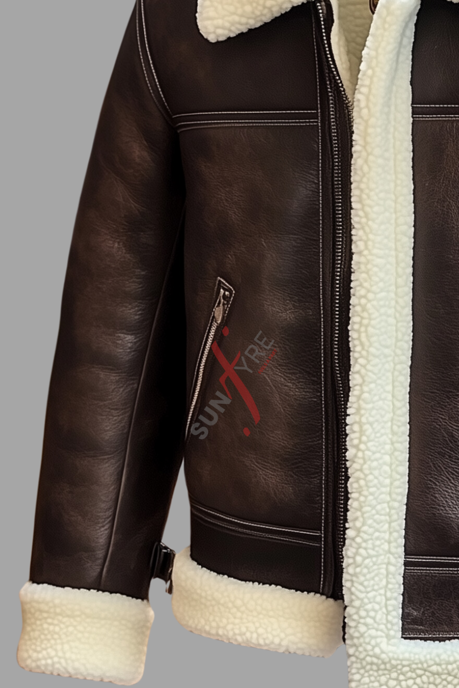 Brown Shearling Leather Jacket For men
