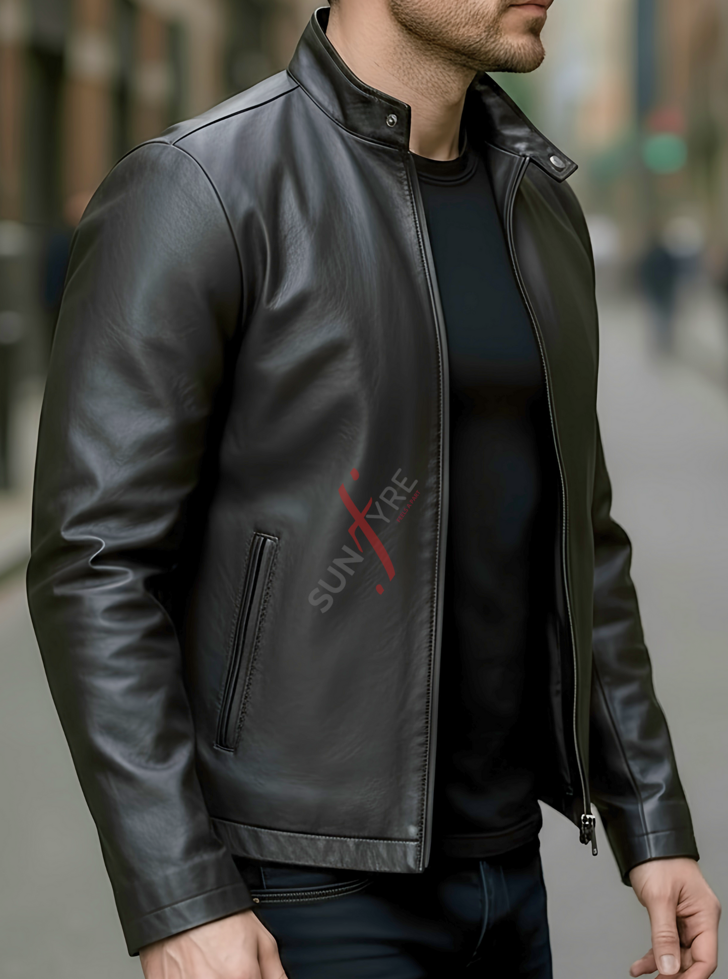 Leon Black Iconic Racer Leather Jacket For Men (SF162)