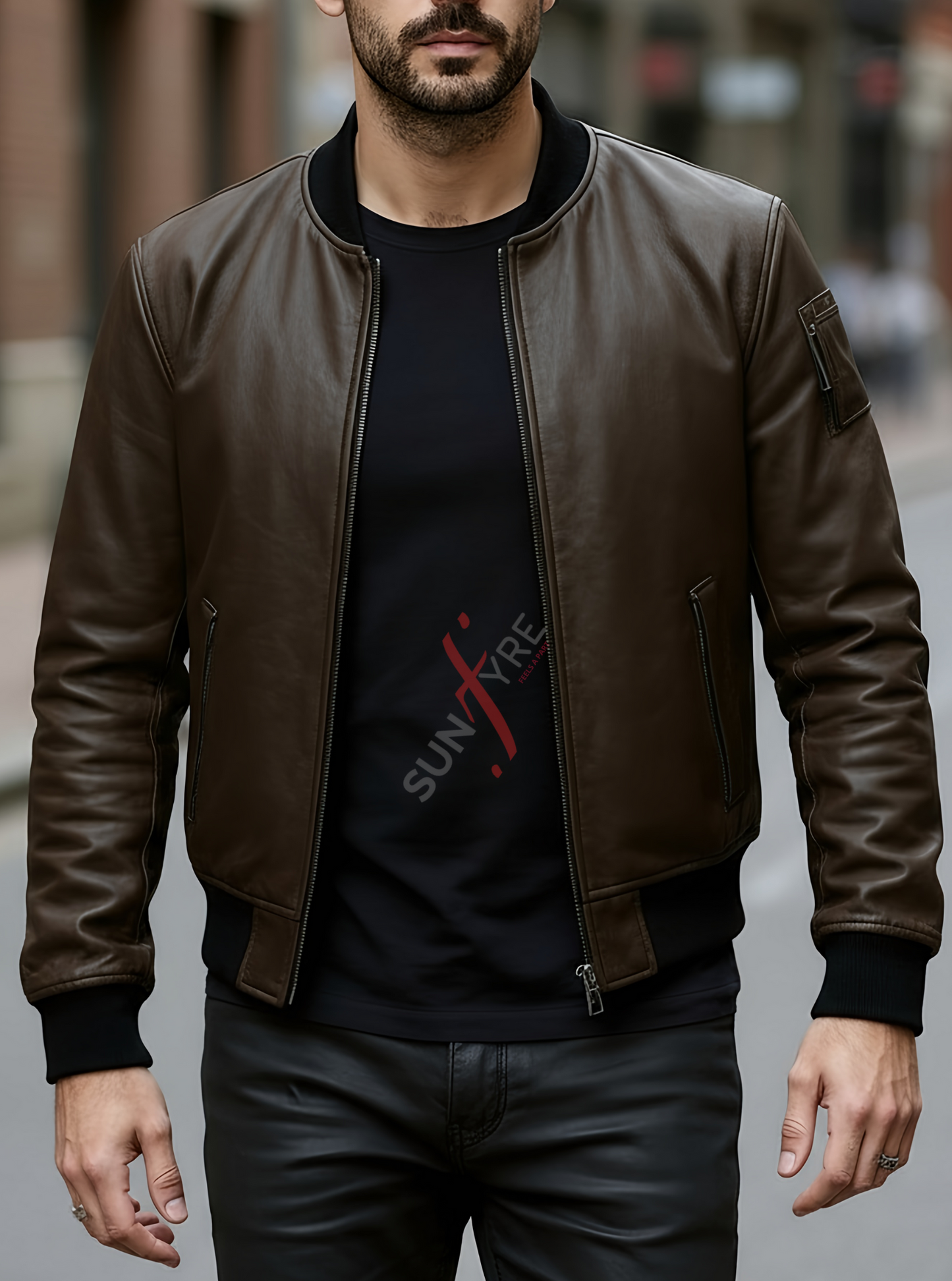 Daniel Coffee Brown Bomber Leather Jacket For Men (SF619)