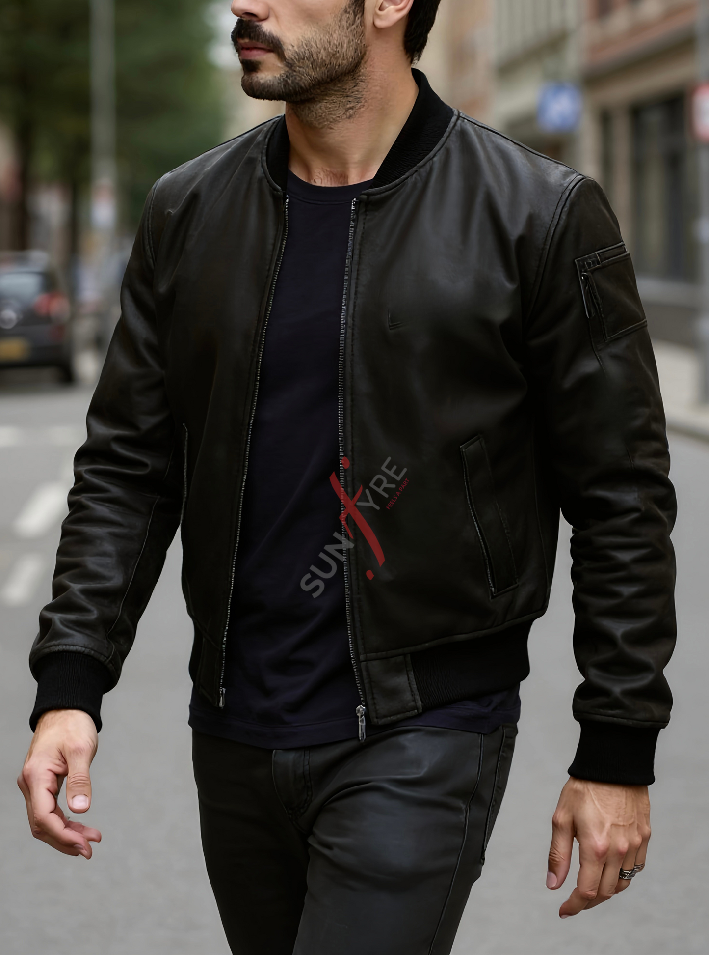 Daniel Matte Black Bomber Leather Jacket For Men (SF526)