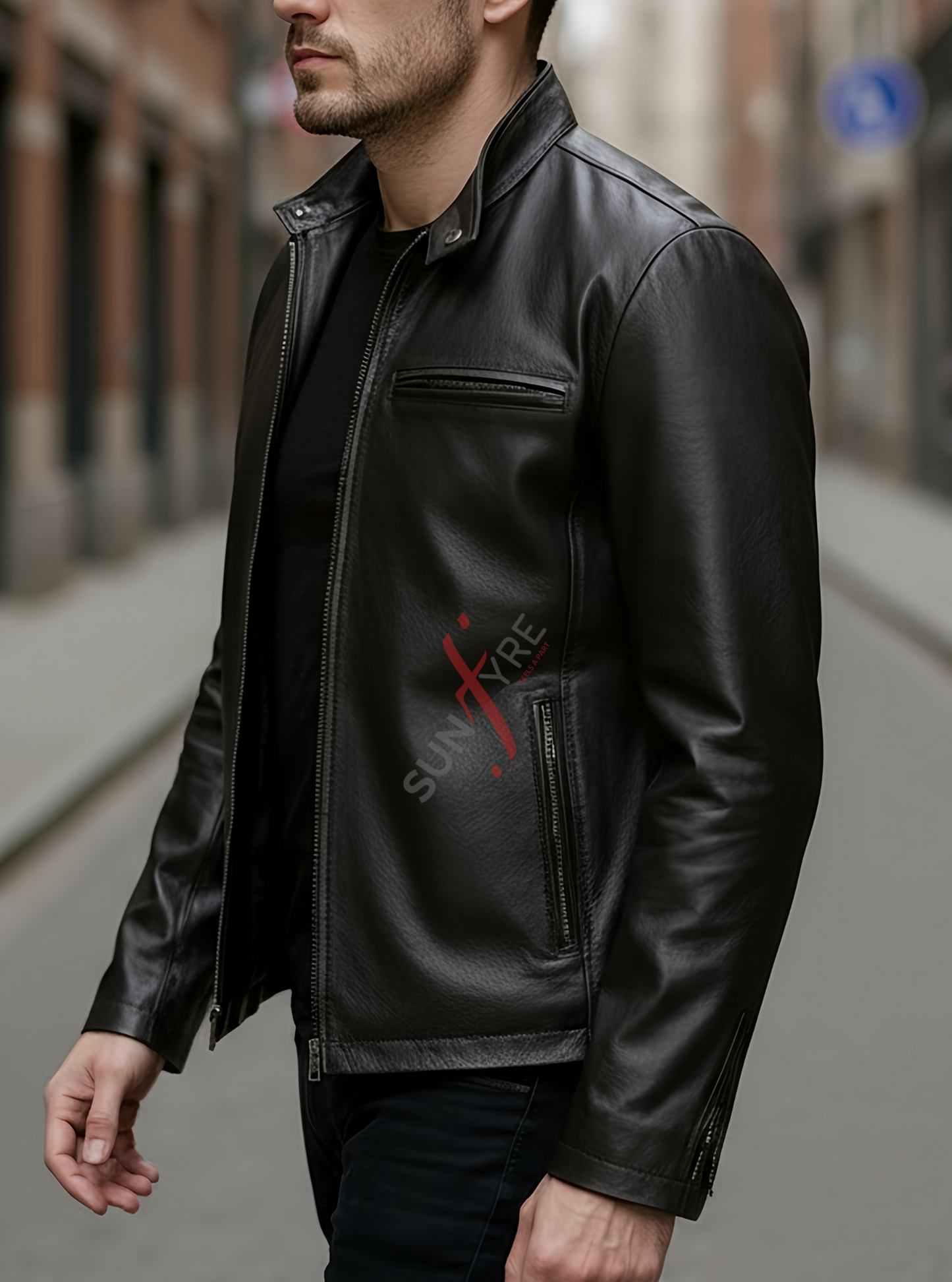 Viktor Black Racer Leather Jacket For Men (SF572)