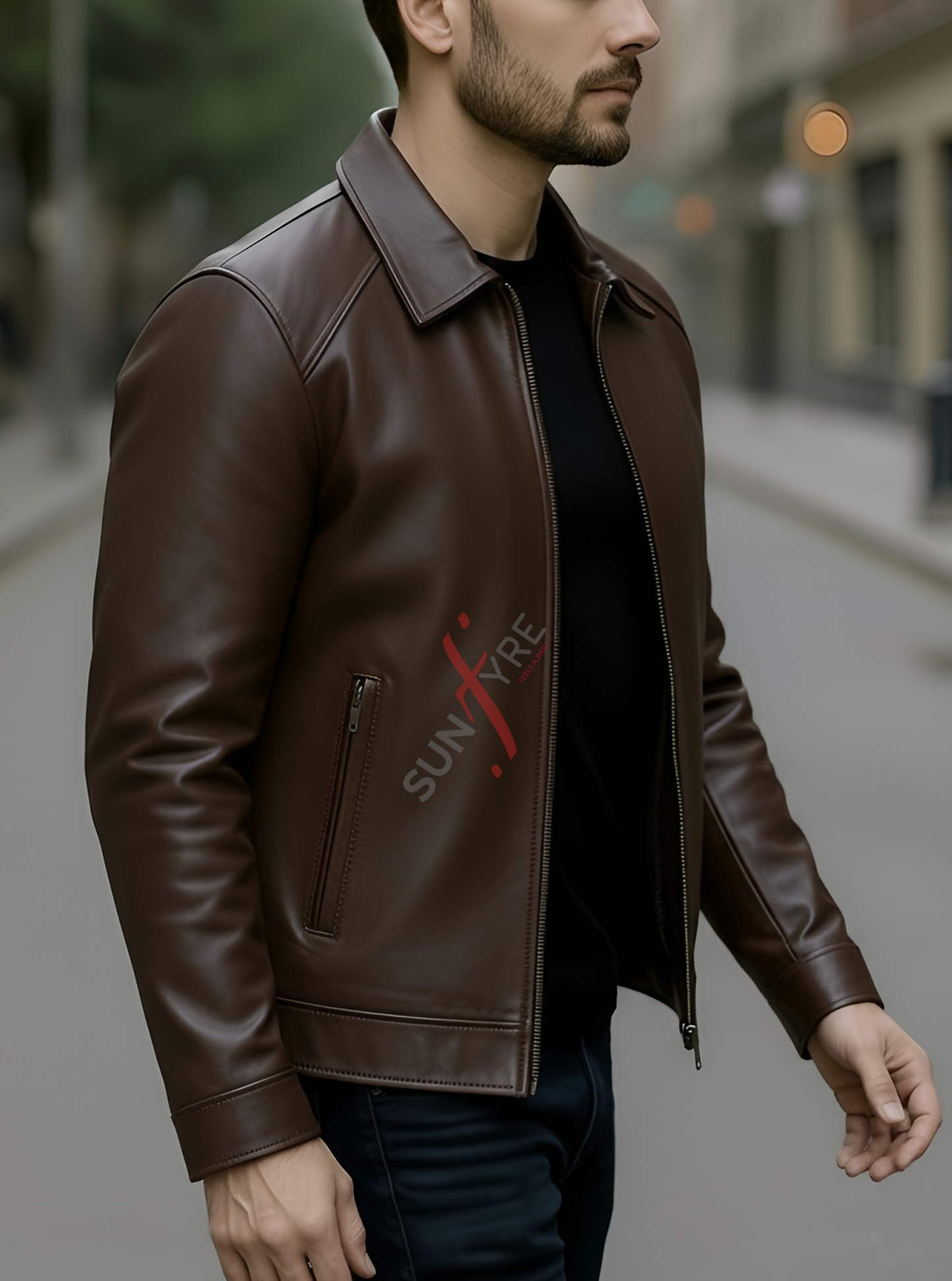 Conor Dark Brown Leather Jacket For Men (SF586)