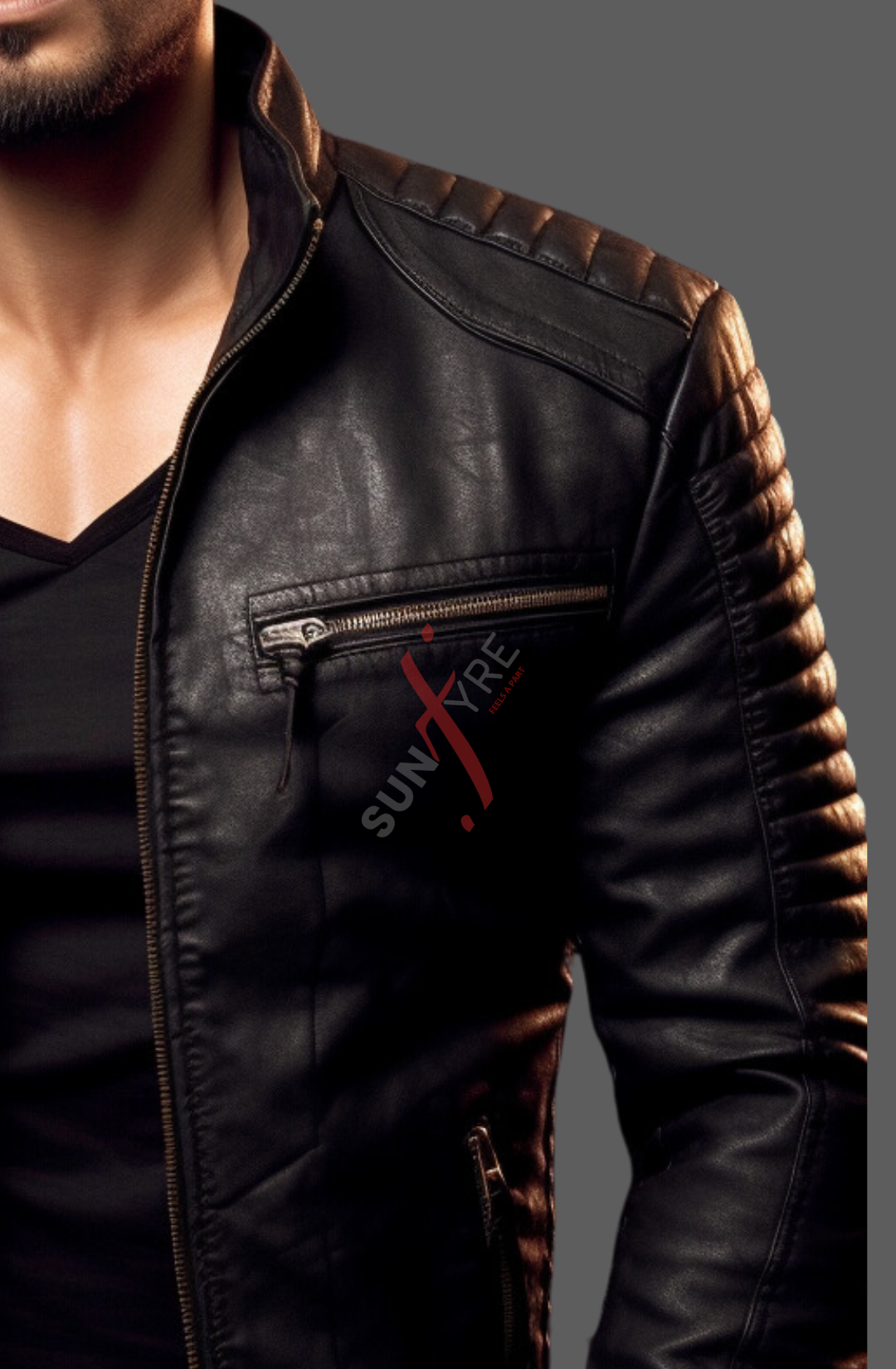 Black Snuffed Cafe Racer Leather Jacket For Men