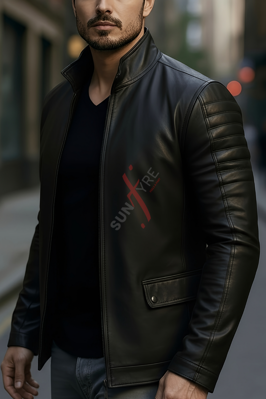Pacino Black Leather Coat For Men (SF122)