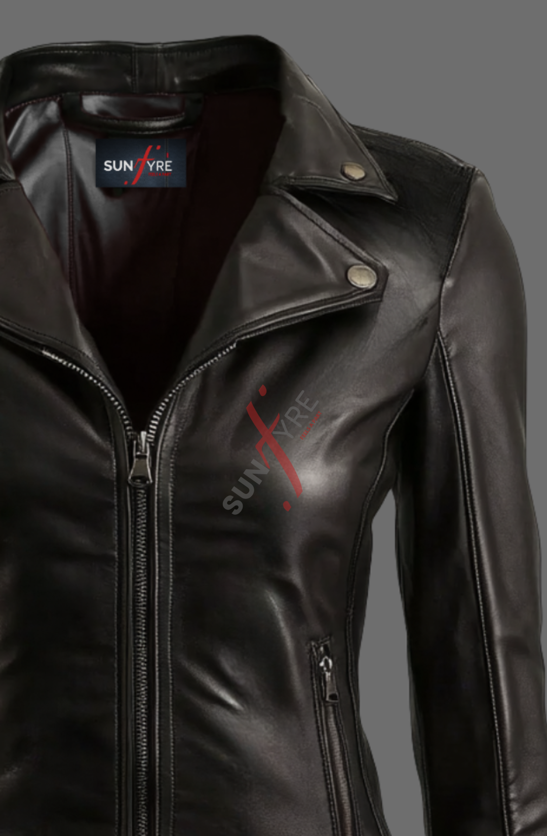 Black Leather Biker Jacket For Women in Real Sheepskin (SF321)