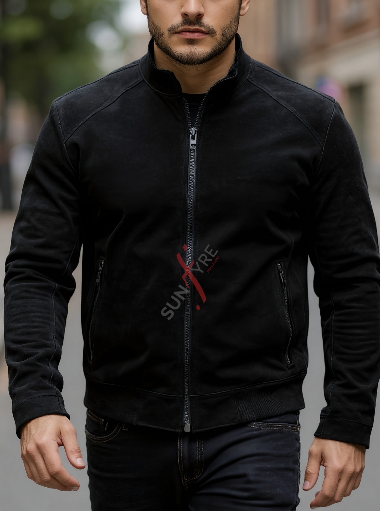 Ethan Black Bomber Leather Jacket For Men (SF540)