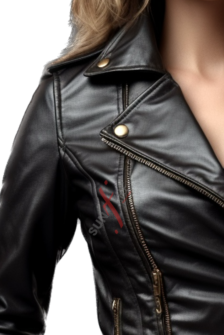 Belted Leather Jacket For Women