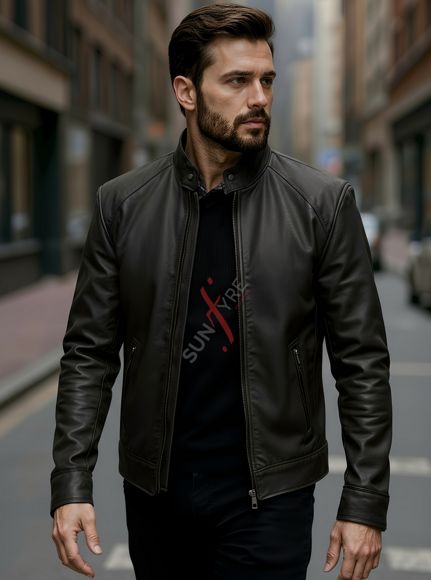 Brock Racer Matte Black Leather Jacket For Men (SF580)