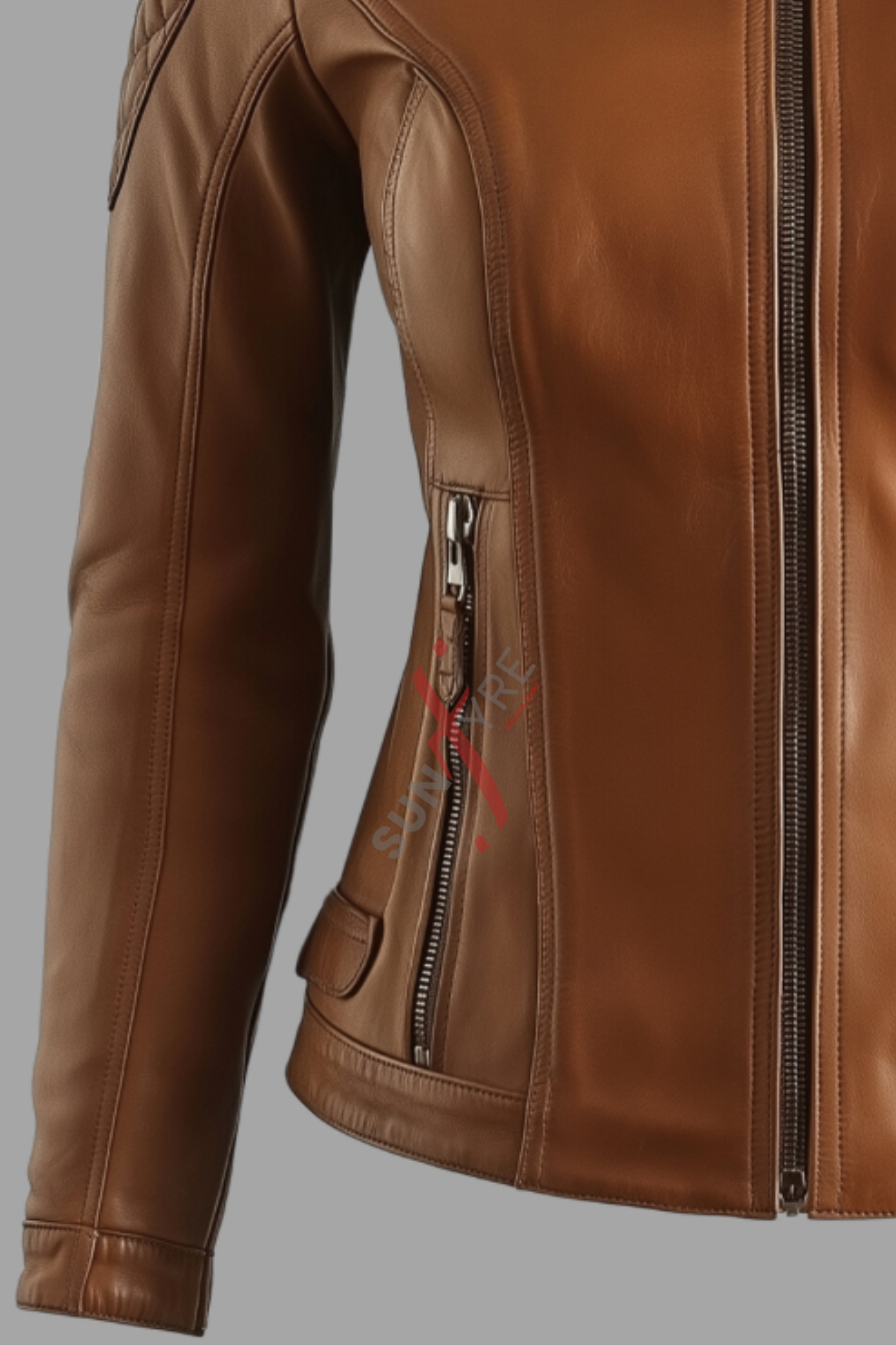 Lambskin Tan Cafe Racer Leather Jacket