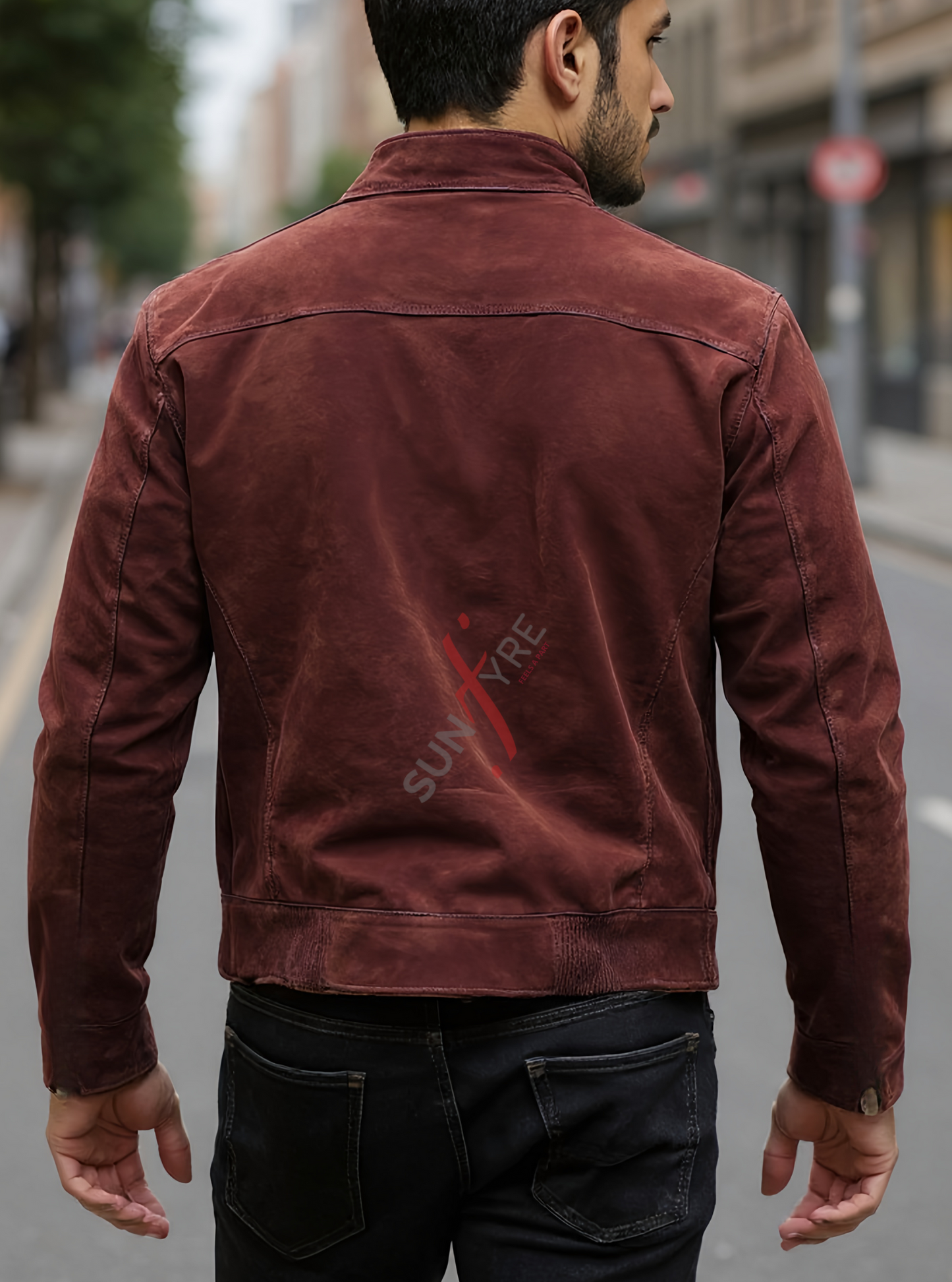 Ethan Lychee Brown Bomber Leather Jacket For Men (SF575)