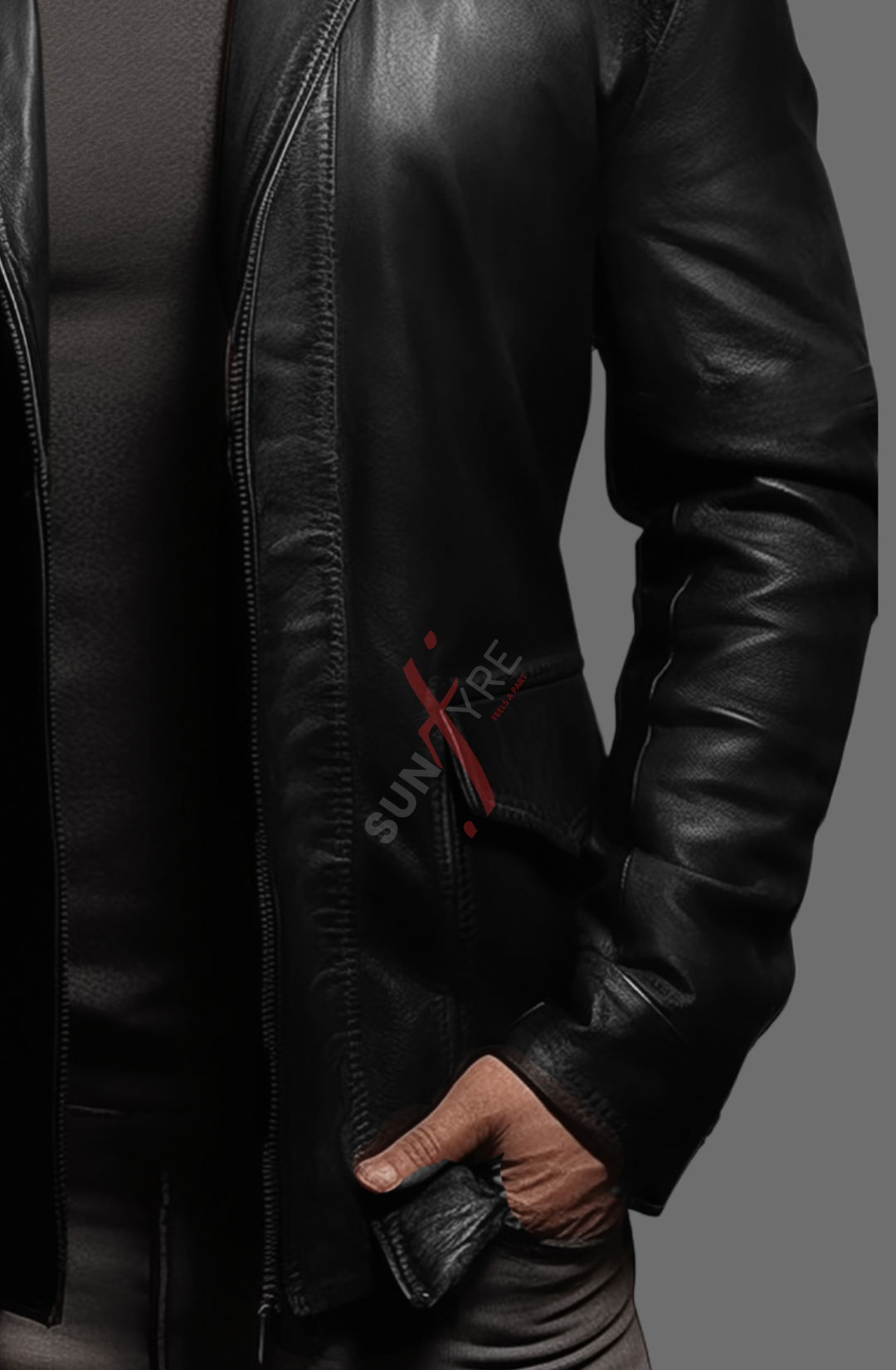 Original Sheepskin Black Body Fit Leather Blazer For Men (SF591)