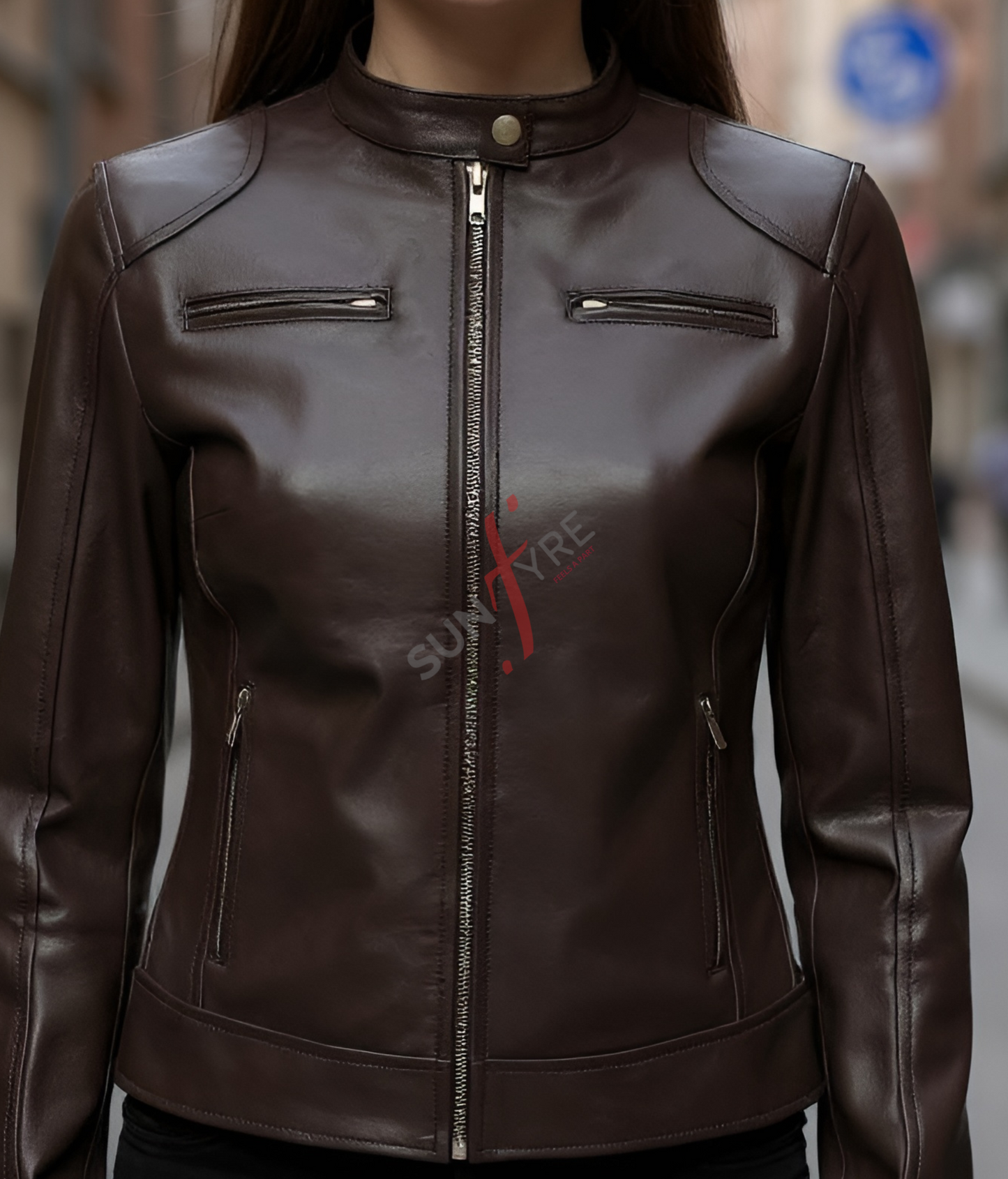 Dark Brown Leather Jacket for Women