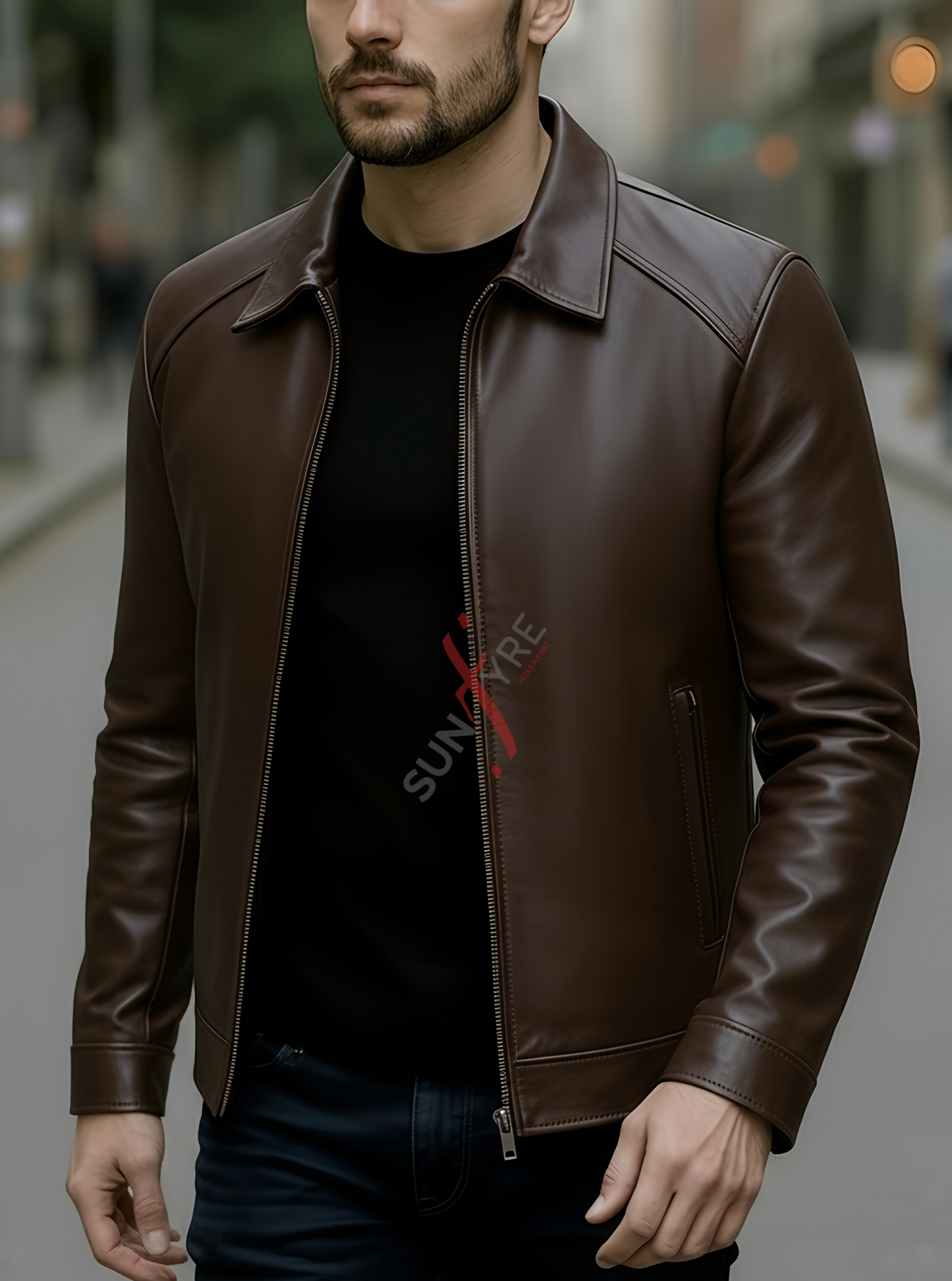 Conor Dark Brown Leather Jacket For Men (SF586)