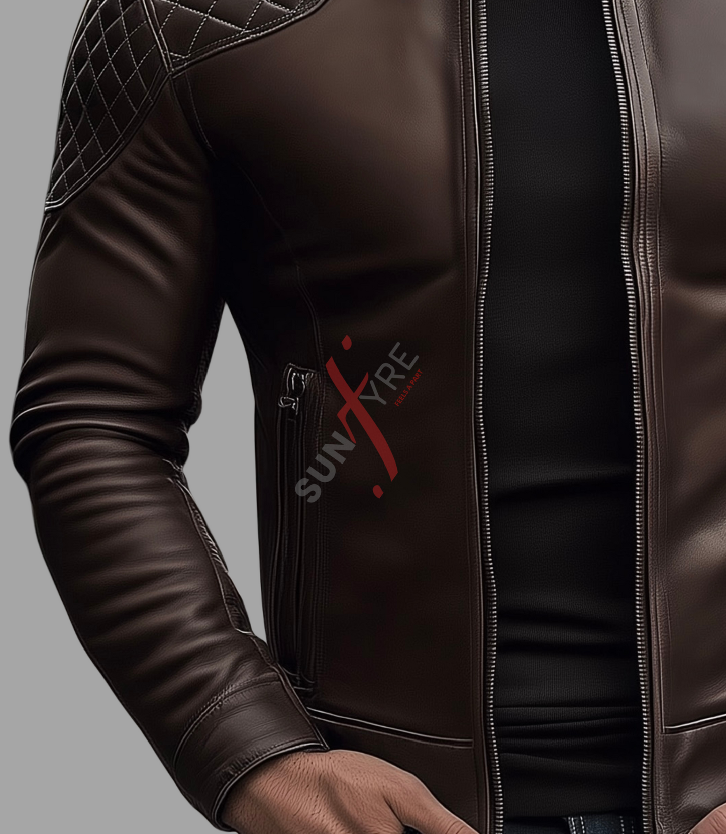 Original Sheepskin Cafe Racer Brown Leather Biker Jacket