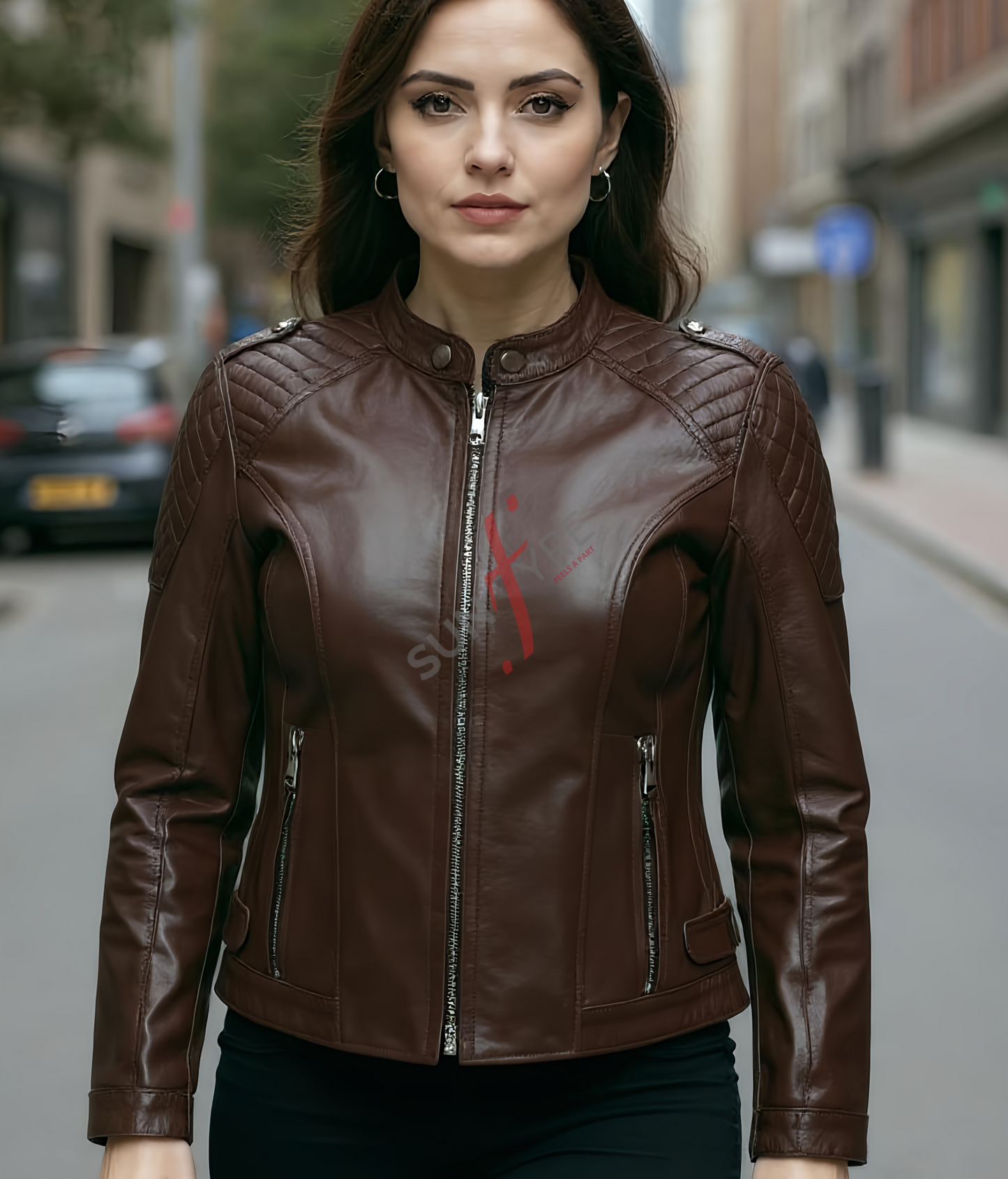 Brown Sheepskin Smart Fit Leather Jacket For Women (SF385)