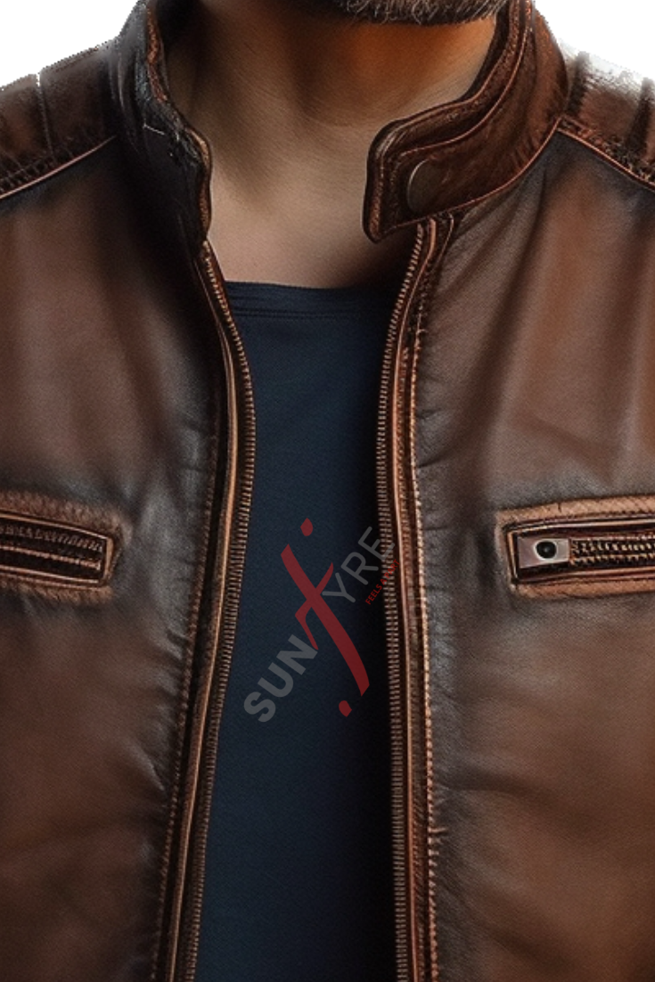 Distressed Leather Jacket For Men