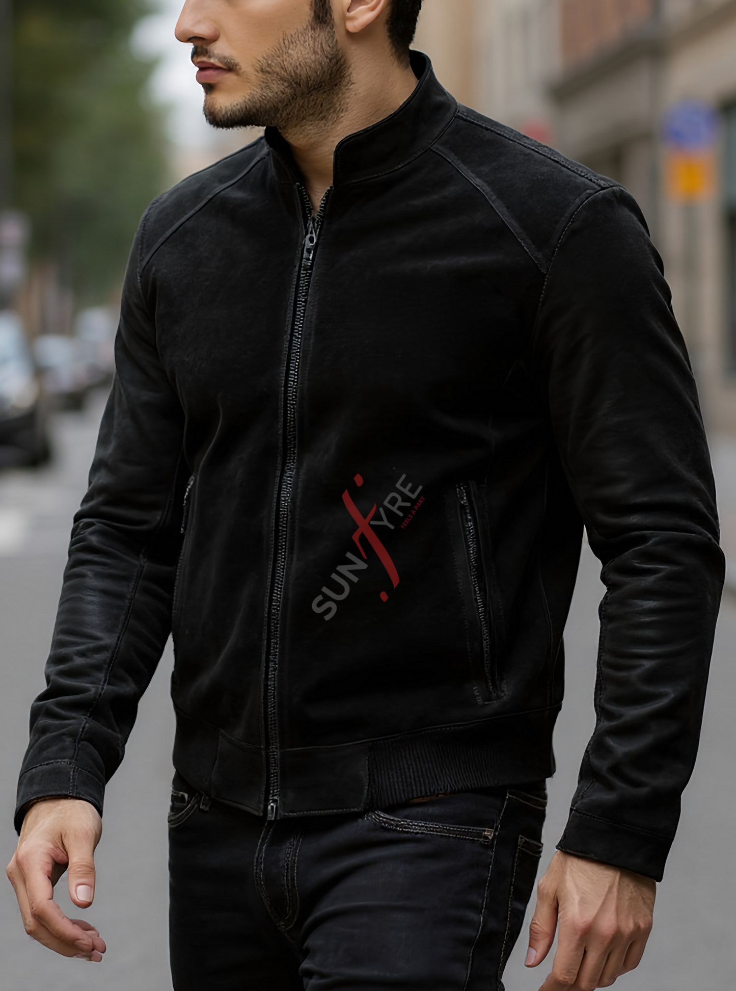 Ethan Black Bomber Leather Jacket For Men (SF540)