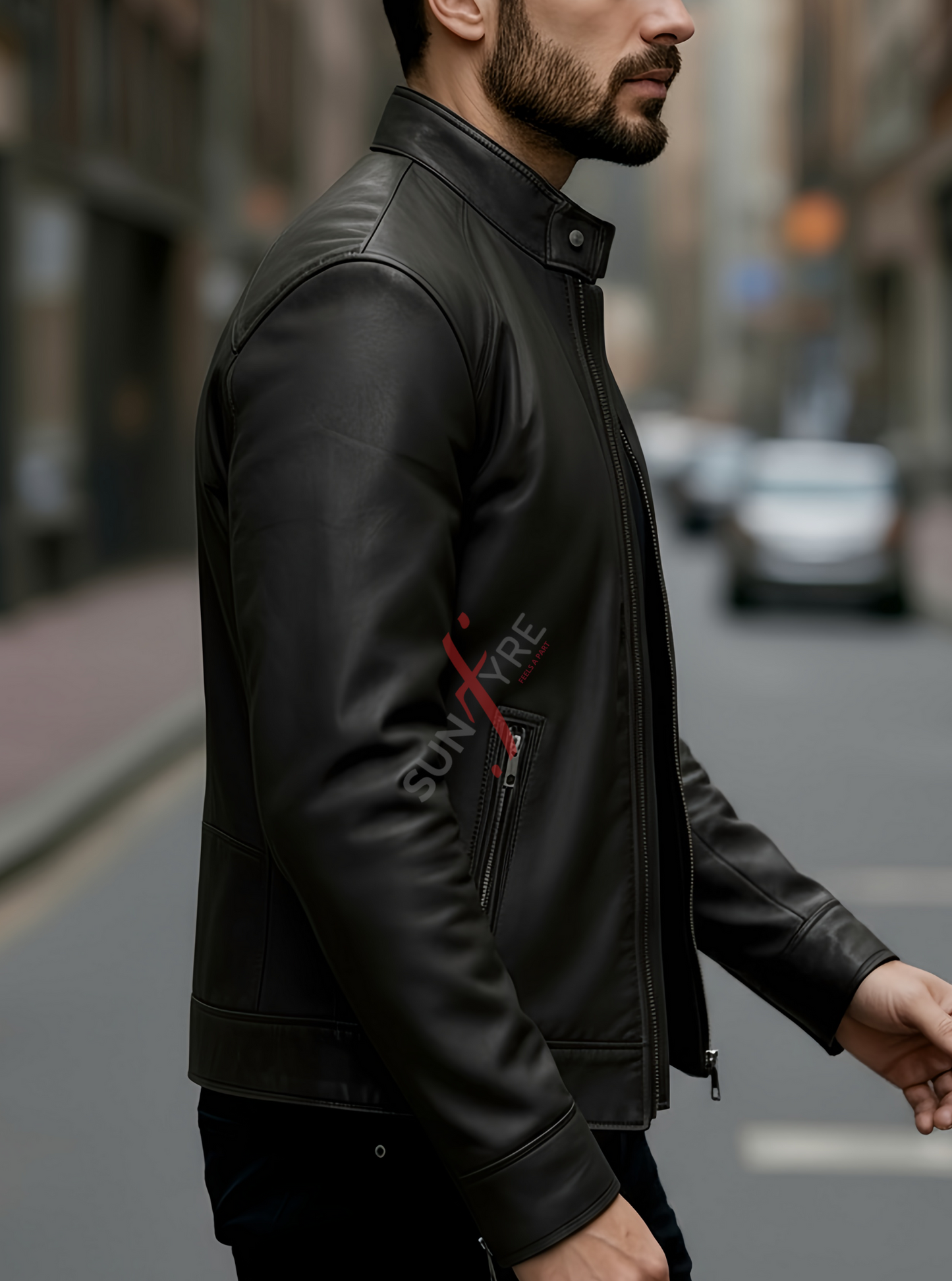 Brock Racer Matte Black Leather Jacket For Men (SF580)