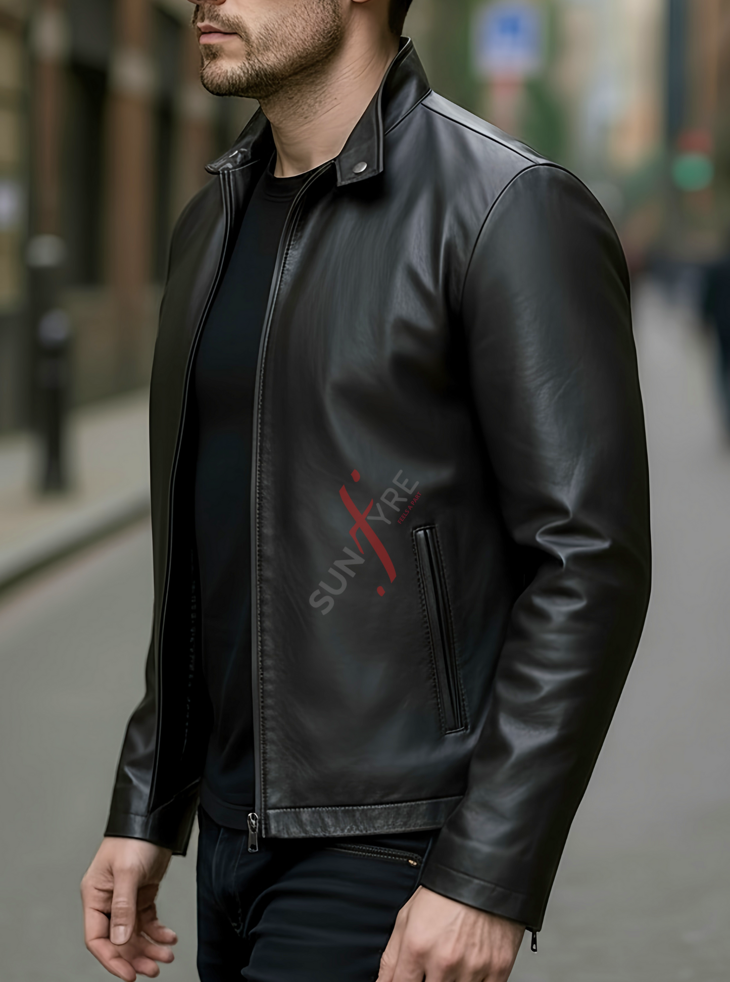 Leon Black Iconic Racer Leather Jacket For Men (SF162)