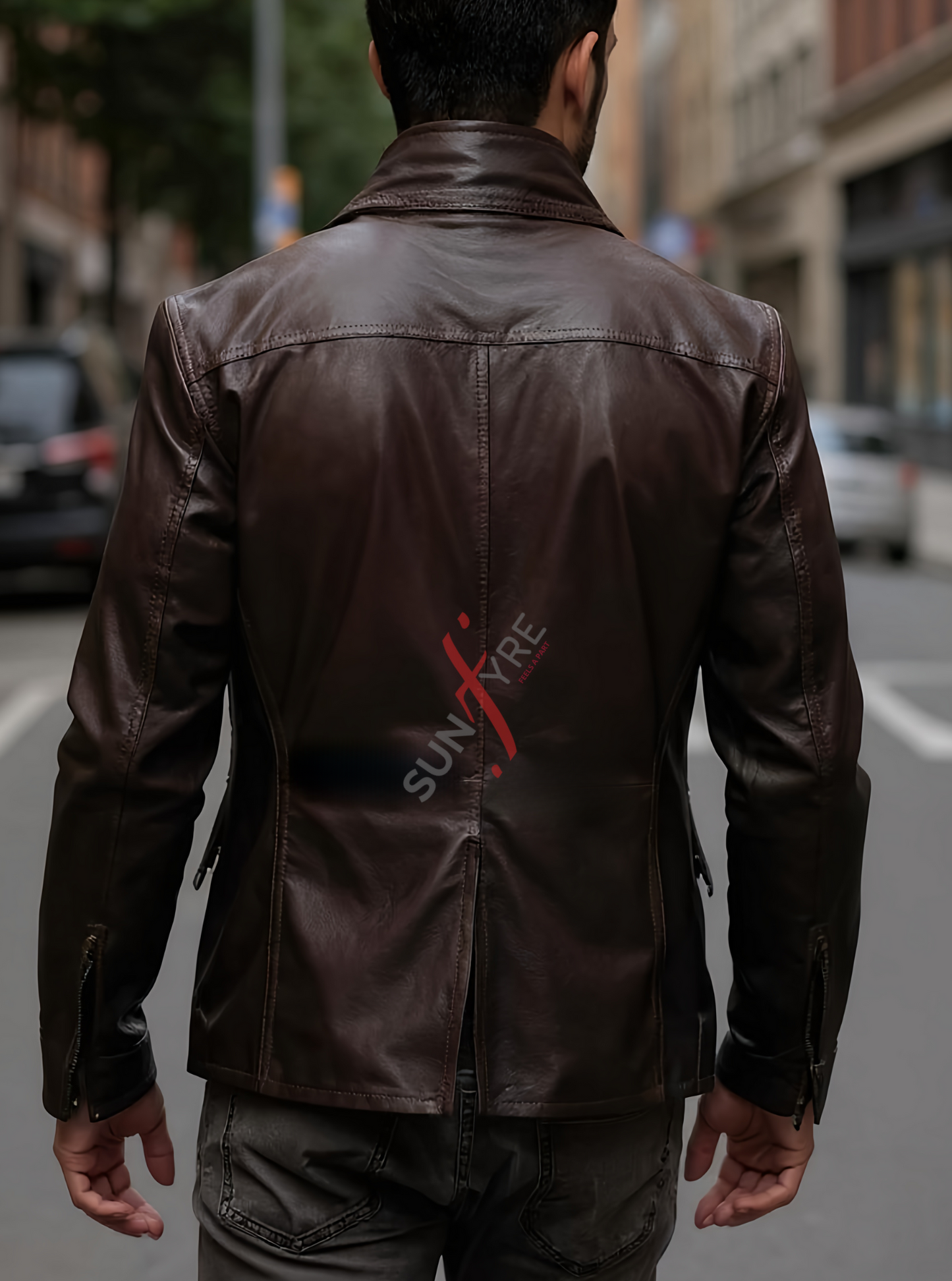Distressed Brown Leather Blazer For Men Real Sheepskin (SF537)