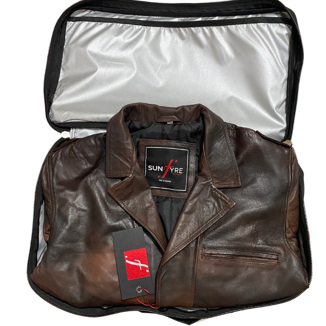 Distressed Dark Brown Leather Blazer For Men Real Sheepskin (SF533)