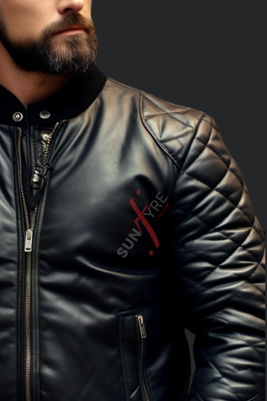 Black Bomber Leather Jacket