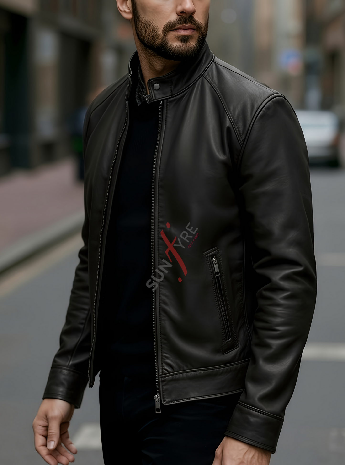 Brock Racer Matte Black Leather Jacket For Men (SF580)