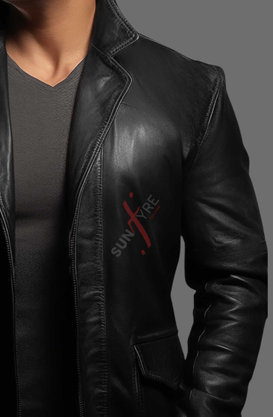 Original Sheepskin Black Body Fit Leather Blazer For Men (SF591)