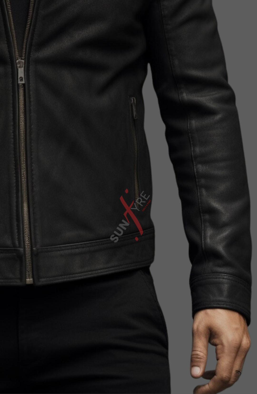 Real Sheepskin Black Biker Leather Jacket For Men