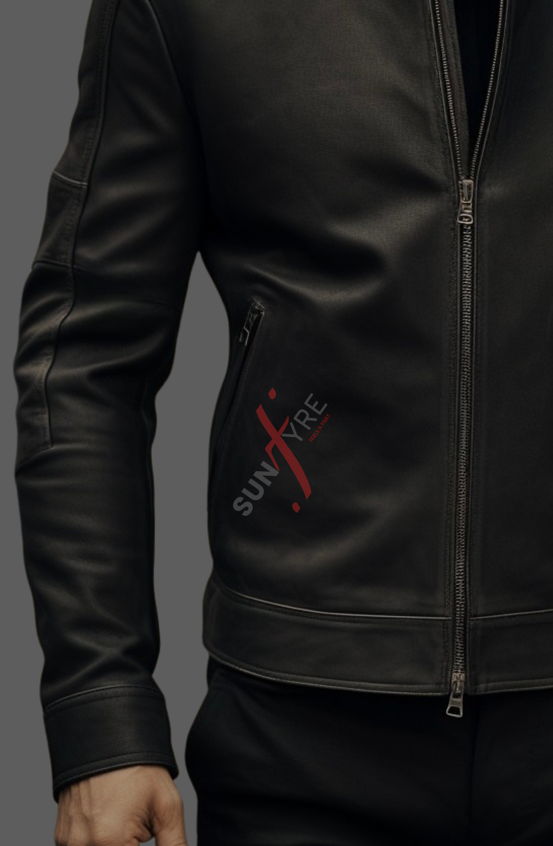 Matt Black Cafe Racer Leather Jacket For Men Sheepskin (SF624)