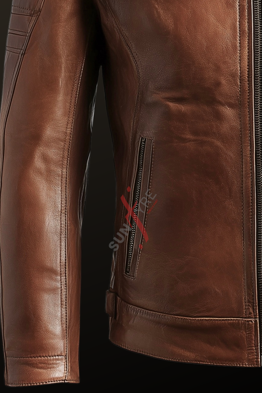 Tan Biker Leather Jacket