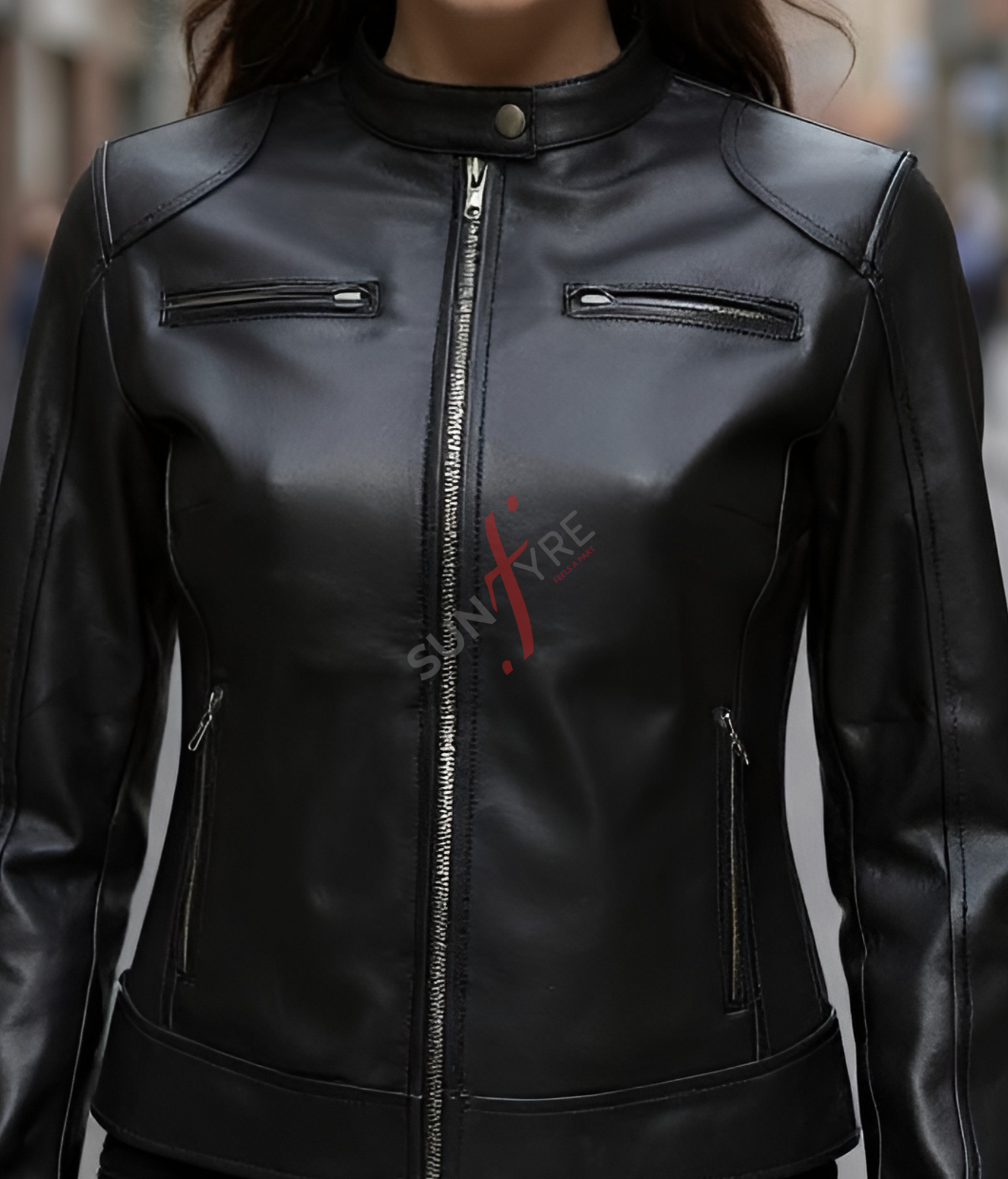 Dodge Racer Black Leather Jacket For Women (SF106)