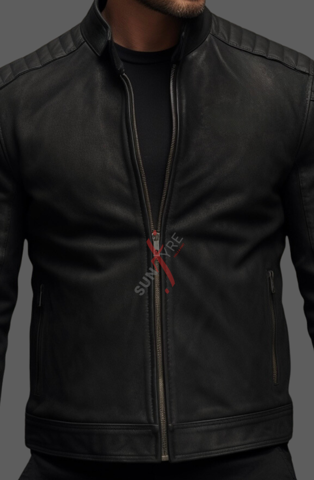 Real Sheepskin Black Biker Leather Jacket