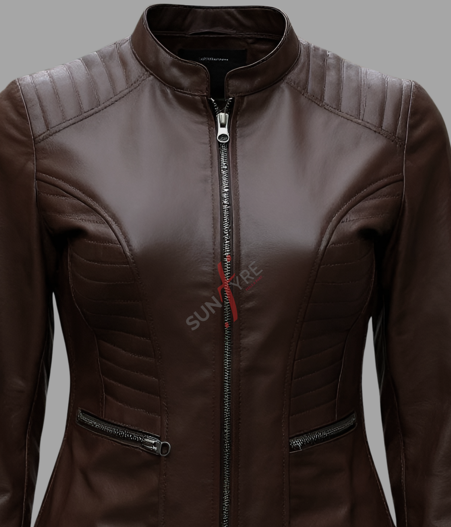 Cafe Racer Quilted Brown Leather Jacket For women