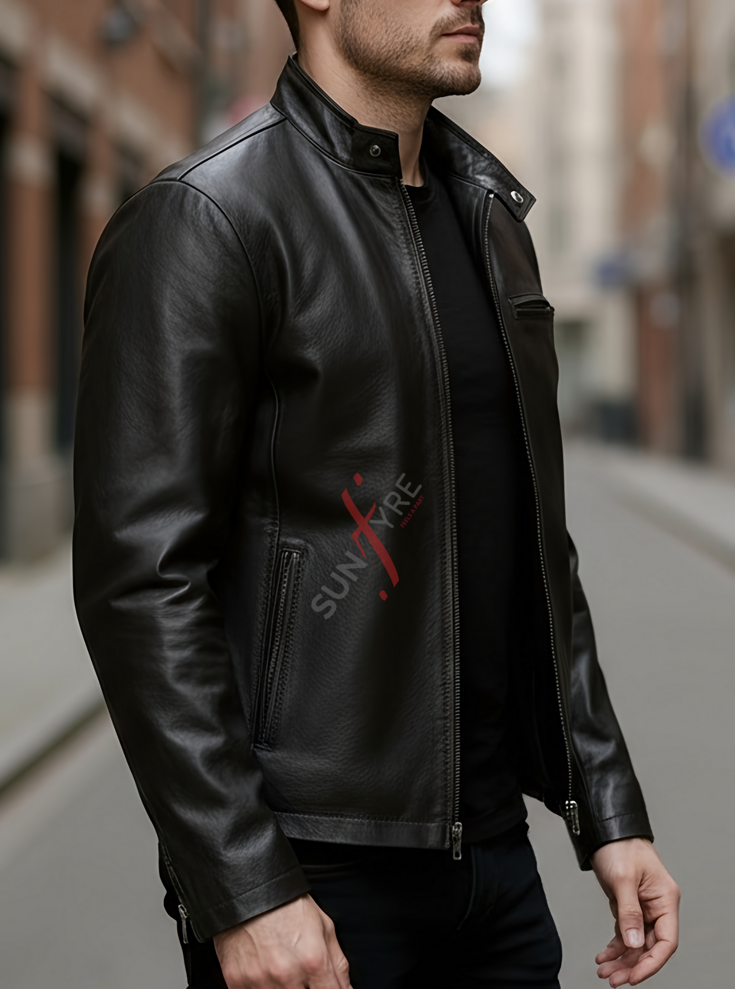 Viktor Black Racer Leather Jacket For Men (SF572)