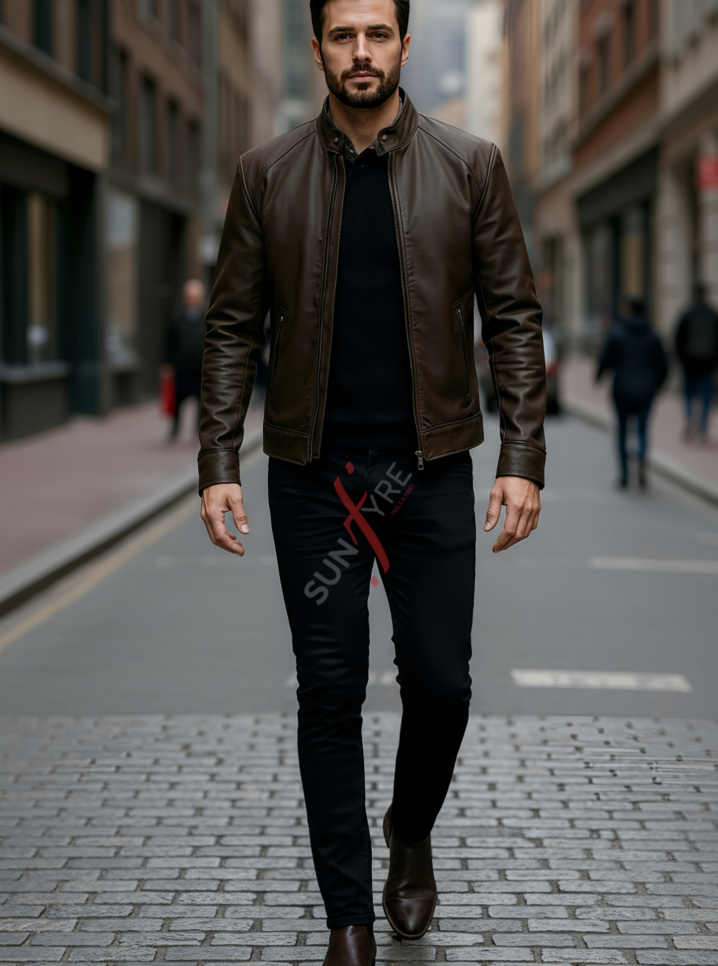 Brock Coffee Brown Racer Leather Jacket For Men (SF558)