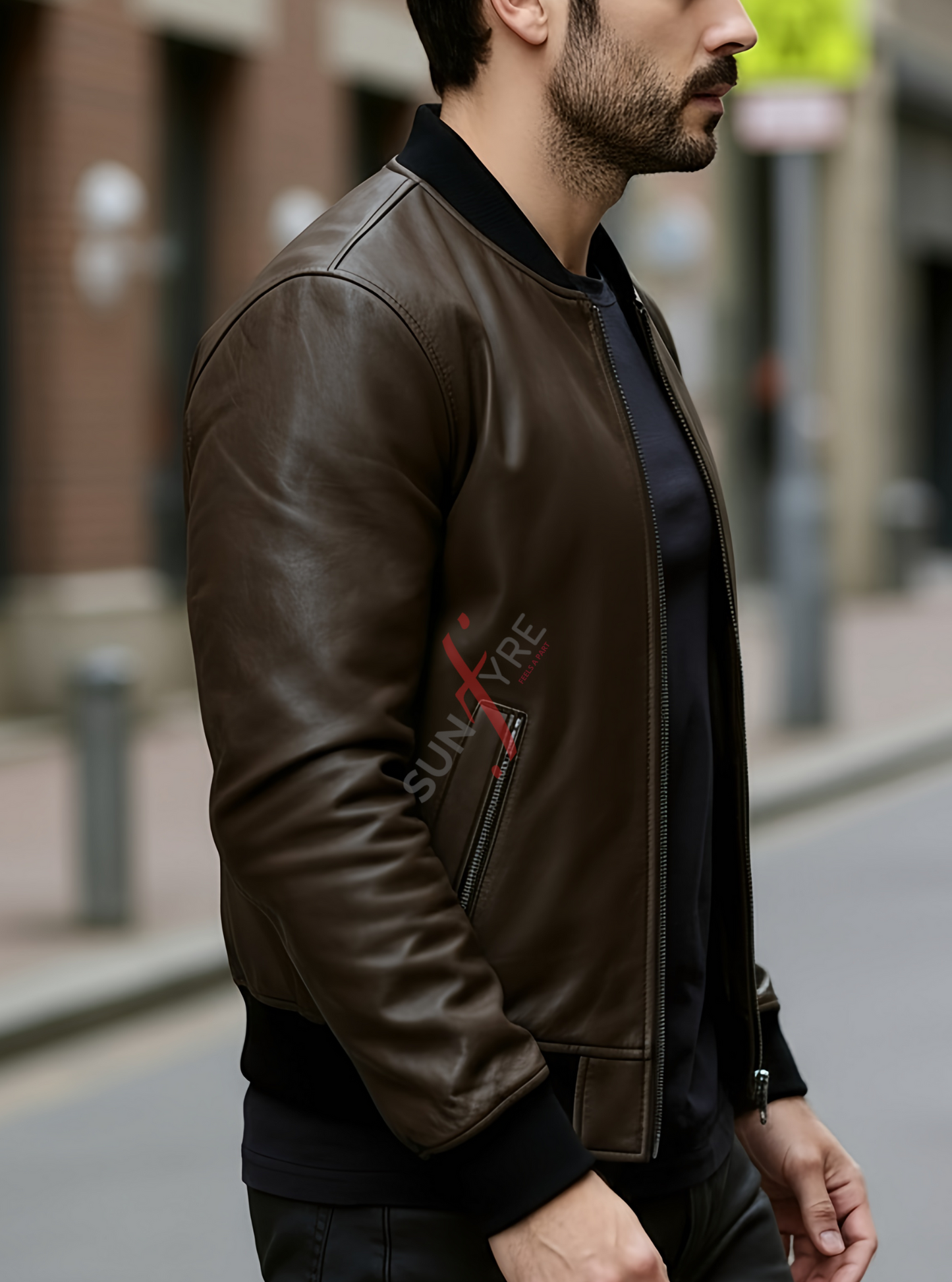 Daniel Coffee Brown Bomber Leather Jacket For Men (SF619)