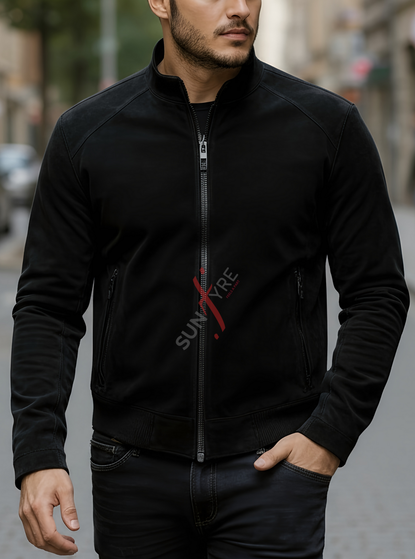 Ethan Black Bomber Leather Jacket For Men (SF540)