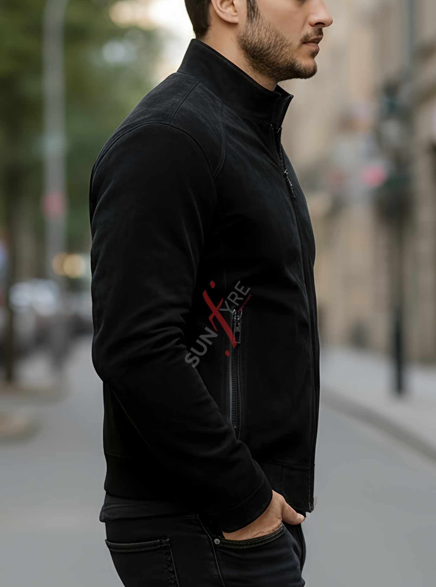 Ethan Black Bomber Leather Jacket For Men (SF540)