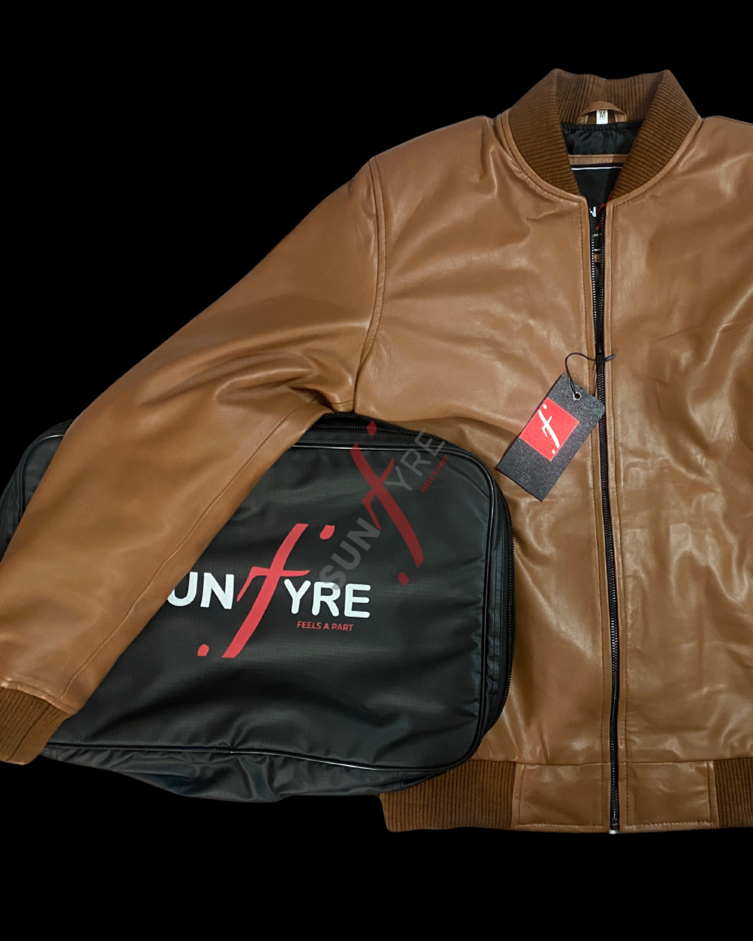 Original Lambskin Cognac Bomber Leather Jacket For Men (SF699)