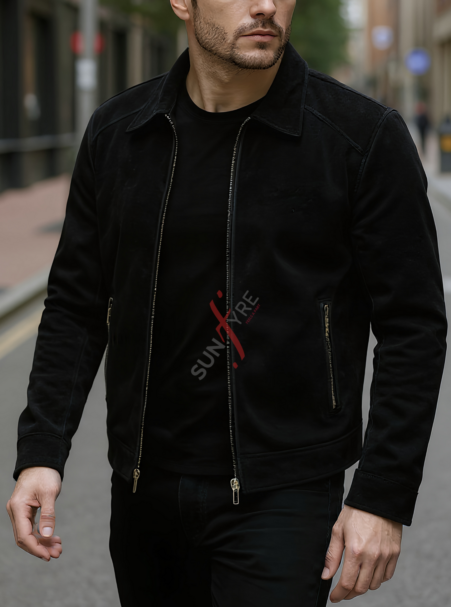 Conor Nubuk Black Leather Jacket For Men (SF531)