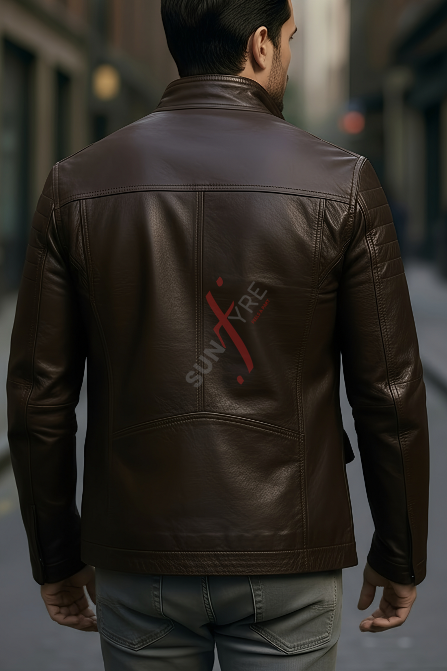 Brasca Dark Brown Leather Blazer Jacket For Men (SF546)