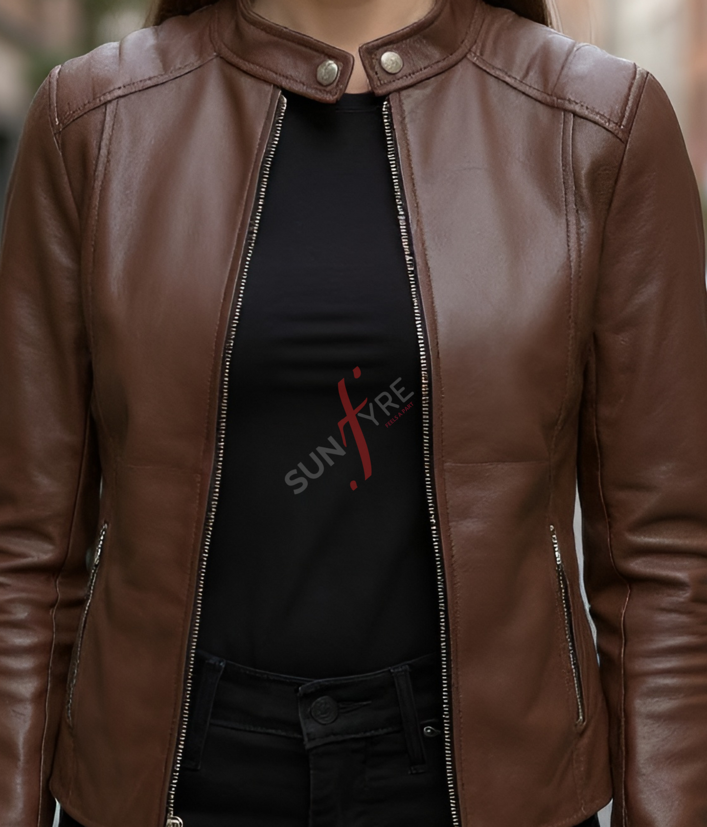 Brown Leather Jacket For Women Real Sheepskin