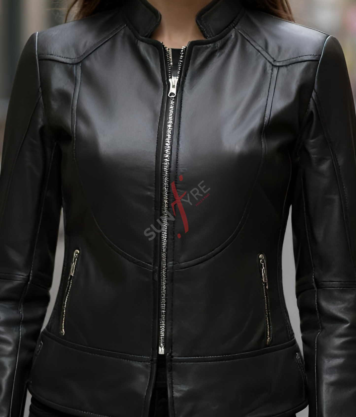 Women’s Slim Fit Cafe Racer Black Leather Jacket