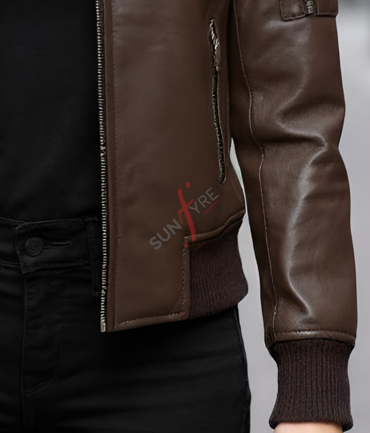 Dark Brown Bomber Leather Jacket For Women