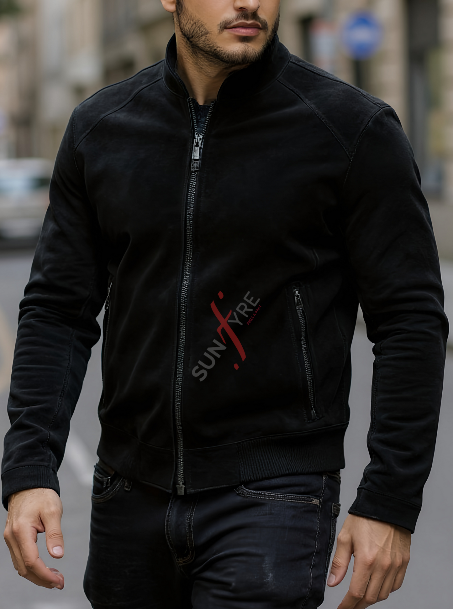 Ethan Black Bomber Leather Jacket For Men (SF540)